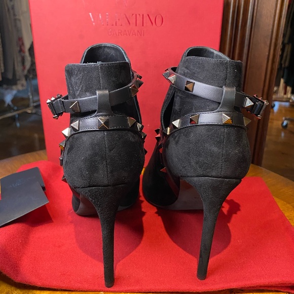 Valentino rock stud black suede ankle booty - Picture 4 of 5